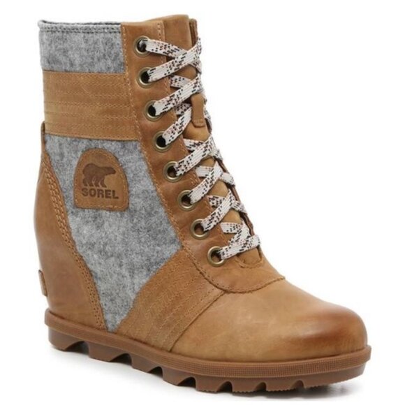 sorel lexie wedge camel